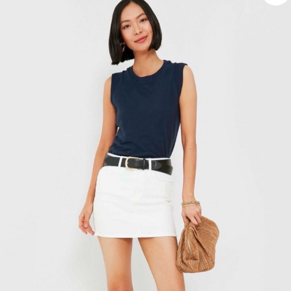 Mother The Vagabond Mini Skirt Fairest Of Them All White Denim 24